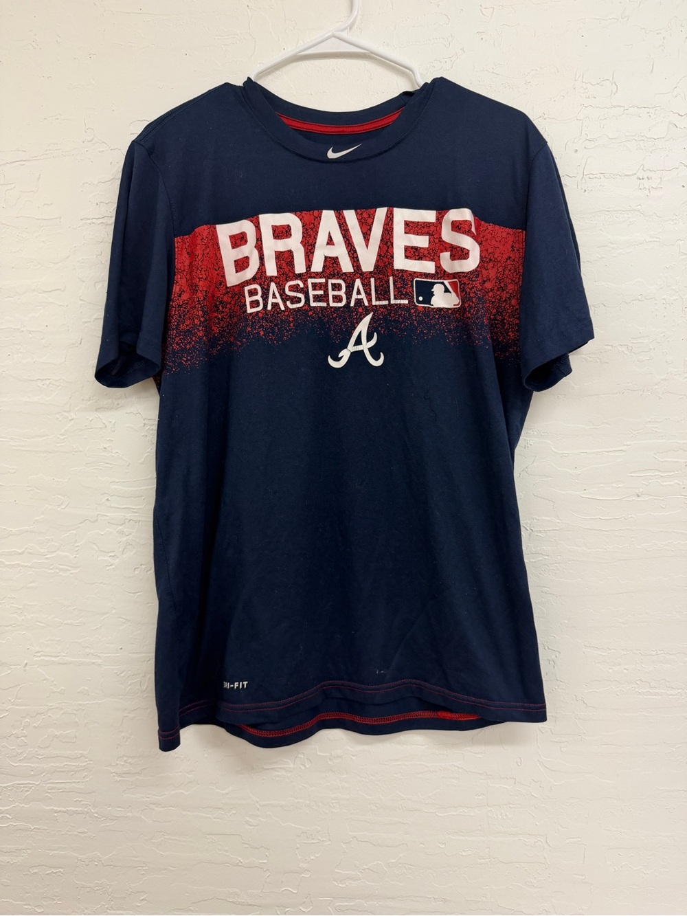 Nike Braves Baseball Tee in Navy and Red